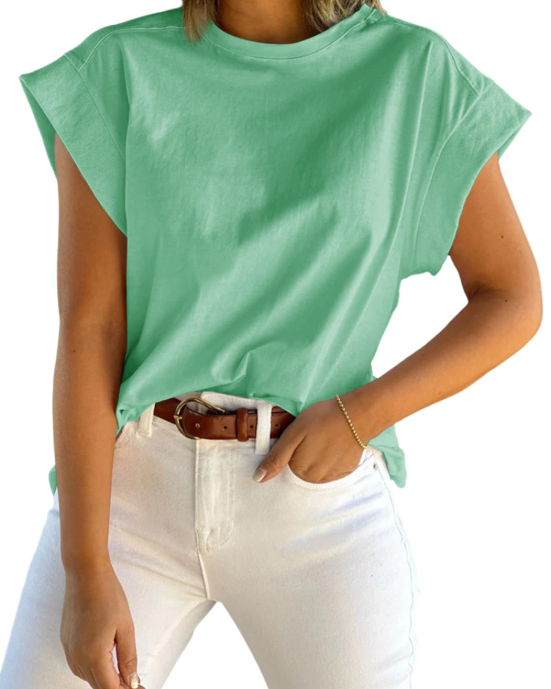 Ava Women's Cap Sleeve T-Shirt – Loose Fit Crew Neck Summer Top