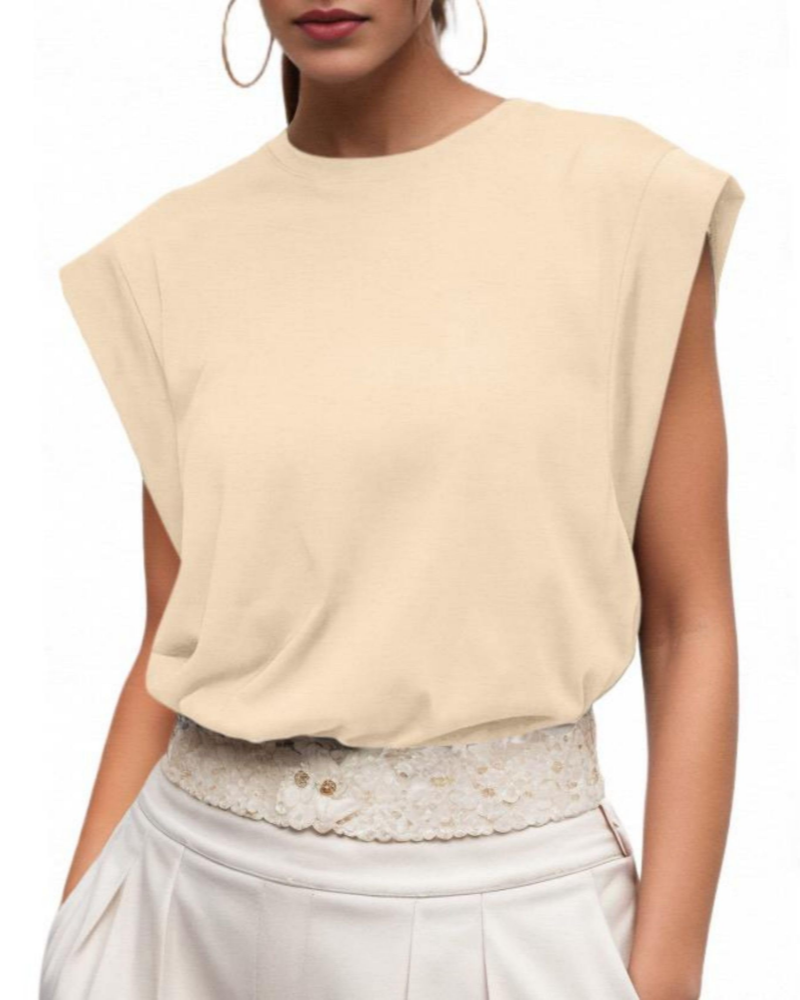Fionna Women's Cotton T-Shirt – Cap Sleeve Loose Fit Crew Neck Summer Top