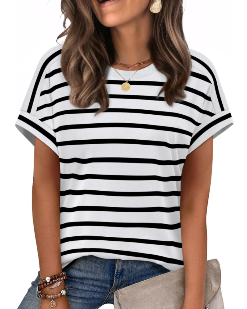 Lily Women's Cap Sleeve Top – Casual Crew Neck Summer T-Shirt