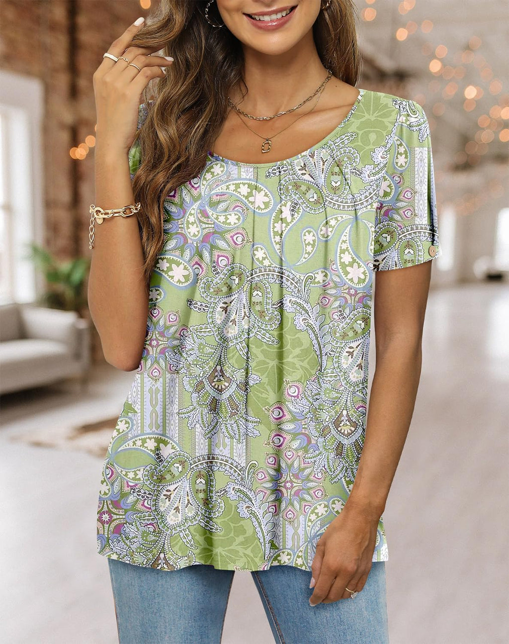 Fairy Women's Casual Blouse – Short Sleeve Flowy Tunic Top for Leggings