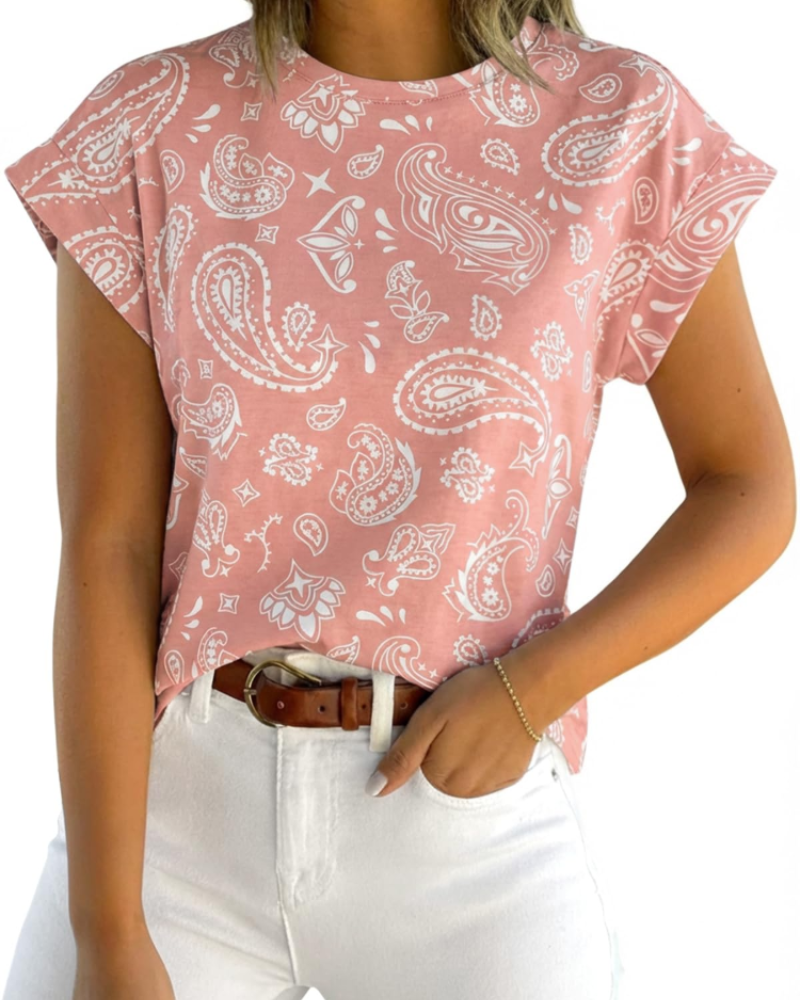 Ava Women's Cap Sleeve T-Shirt – Loose Fit Crew Neck Summer Top