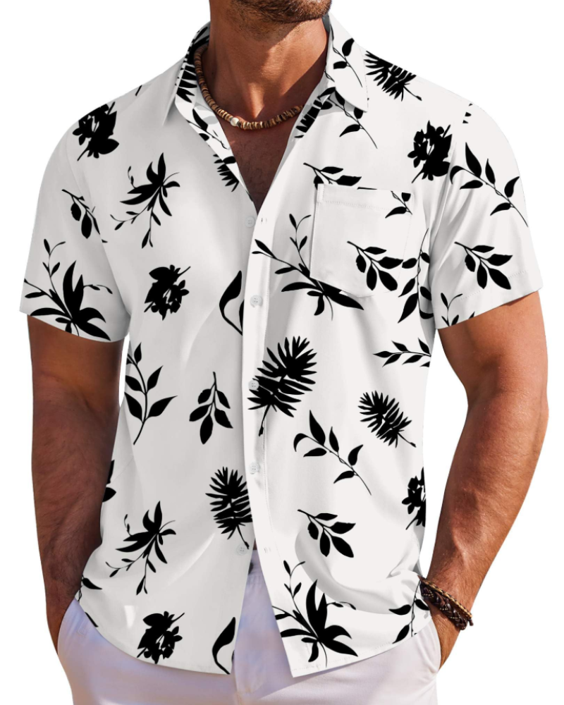 Jake Men's Hawaiian Shirt – Floral Tropical Short Sleeve Beach Button Down