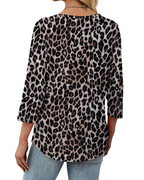 Melanie Women's V-Neck Blouse – 3/4 Sleeve Pleated Summer Top Casual Beach Shirt