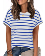 Lily Women's Cap Sleeve Top – Casual Crew Neck Summer T-Shirt