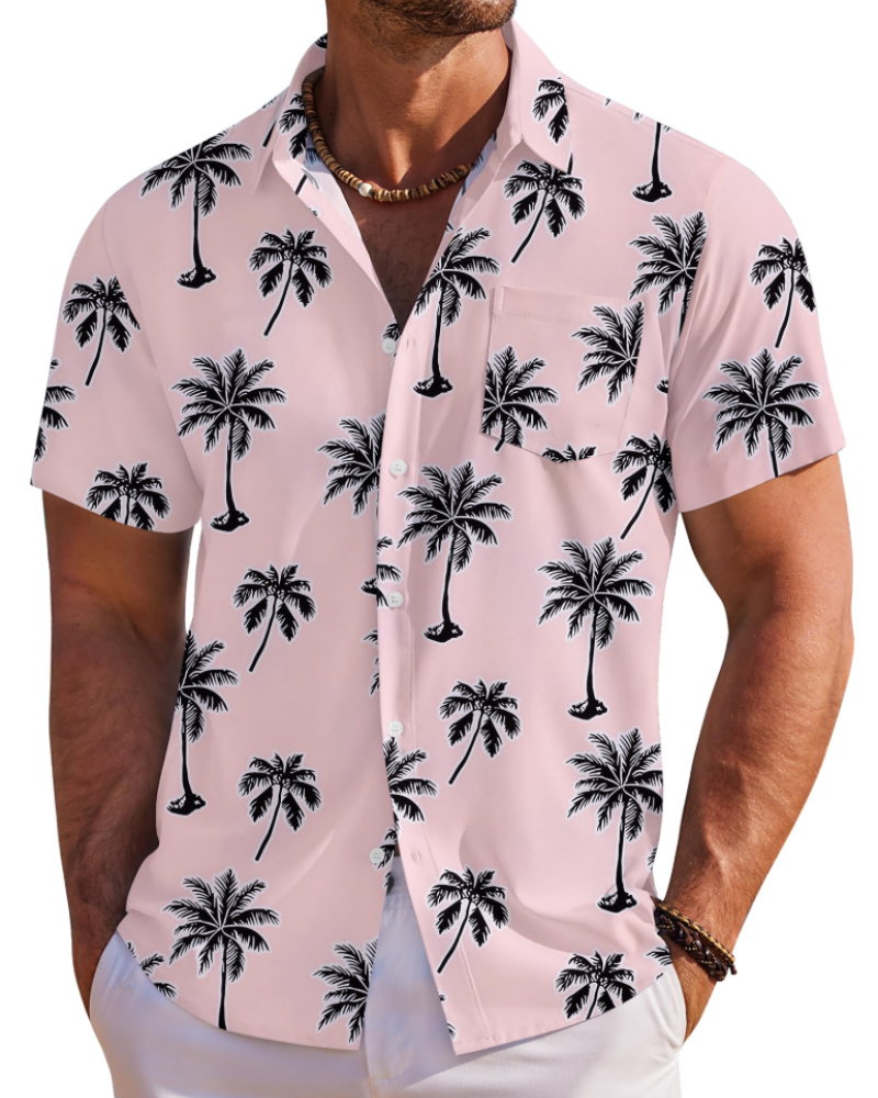 Jake Men's Hawaiian Shirt – Floral Tropical Short Sleeve Beach Button Down