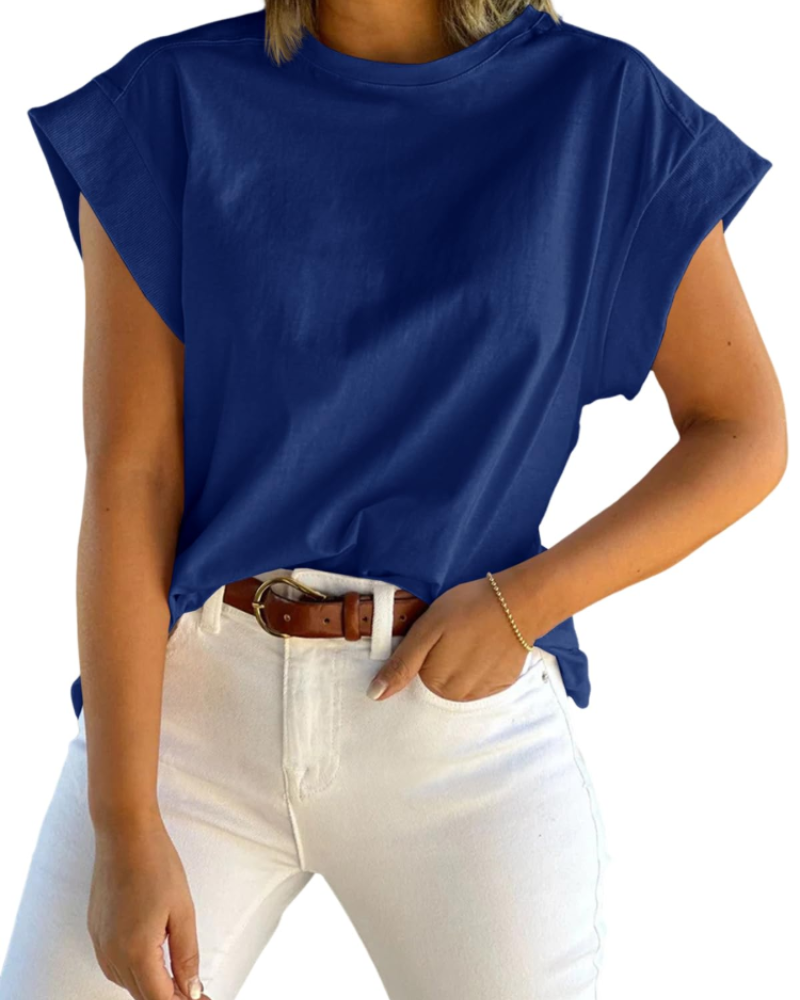 Ava Women's Cap Sleeve T-Shirt – Loose Fit Crew Neck Summer Top