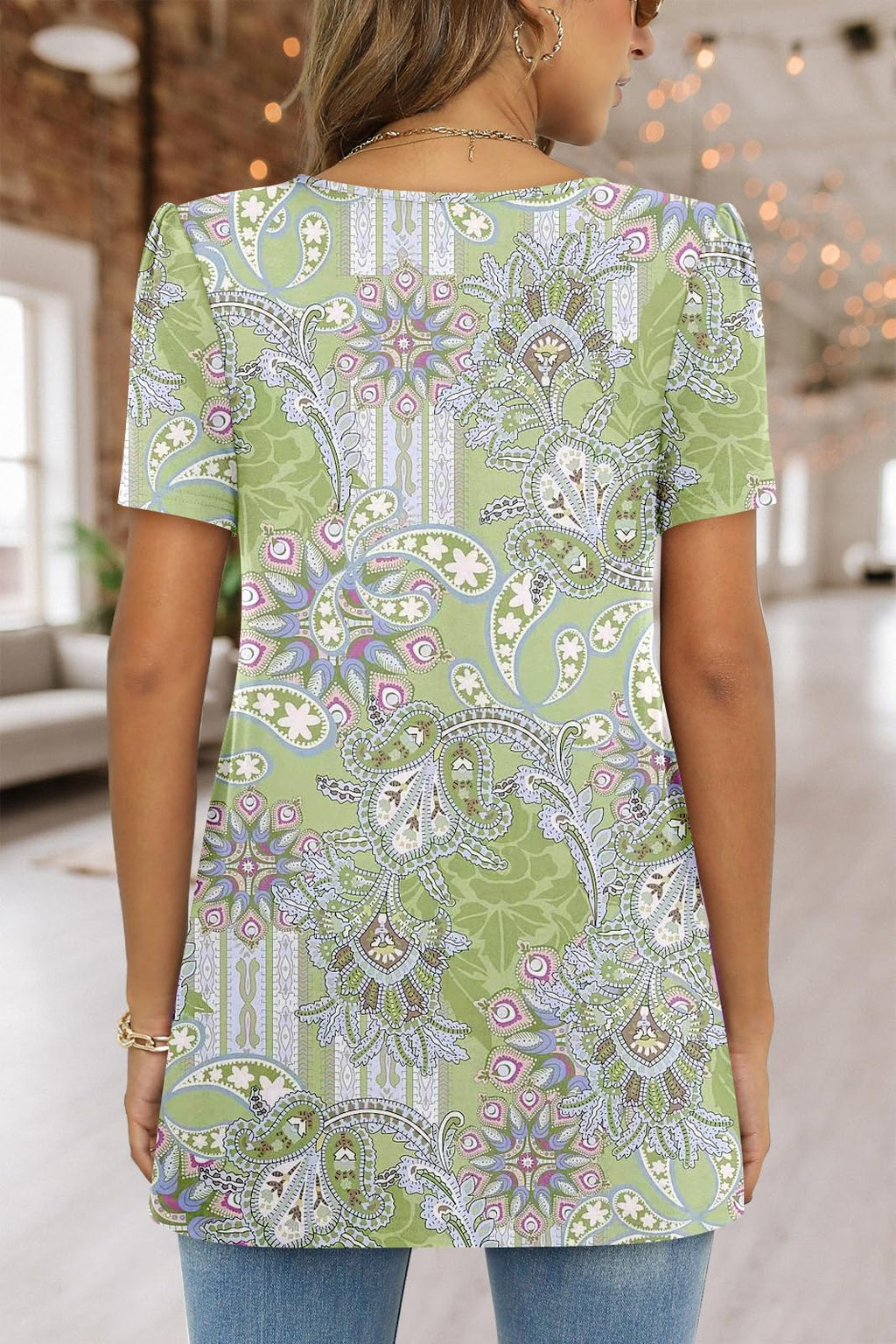 Fairy Women's Casual Blouse – Short Sleeve Flowy Tunic Top for Leggings