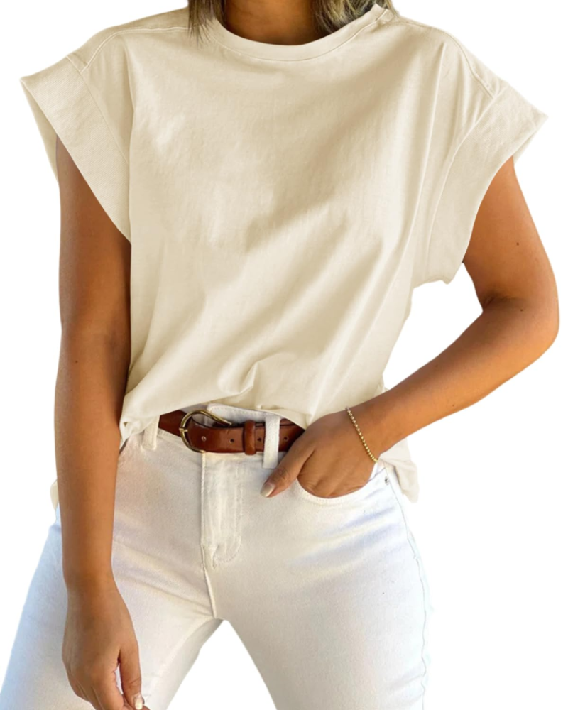 Ava Women's Cap Sleeve T-Shirt – Loose Fit Crew Neck Summer Top