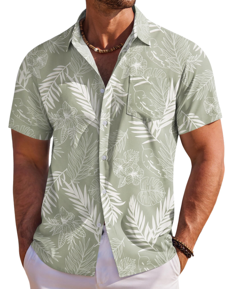 Jake Men's Hawaiian Shirt – Floral Tropical Short Sleeve Beach Button Down