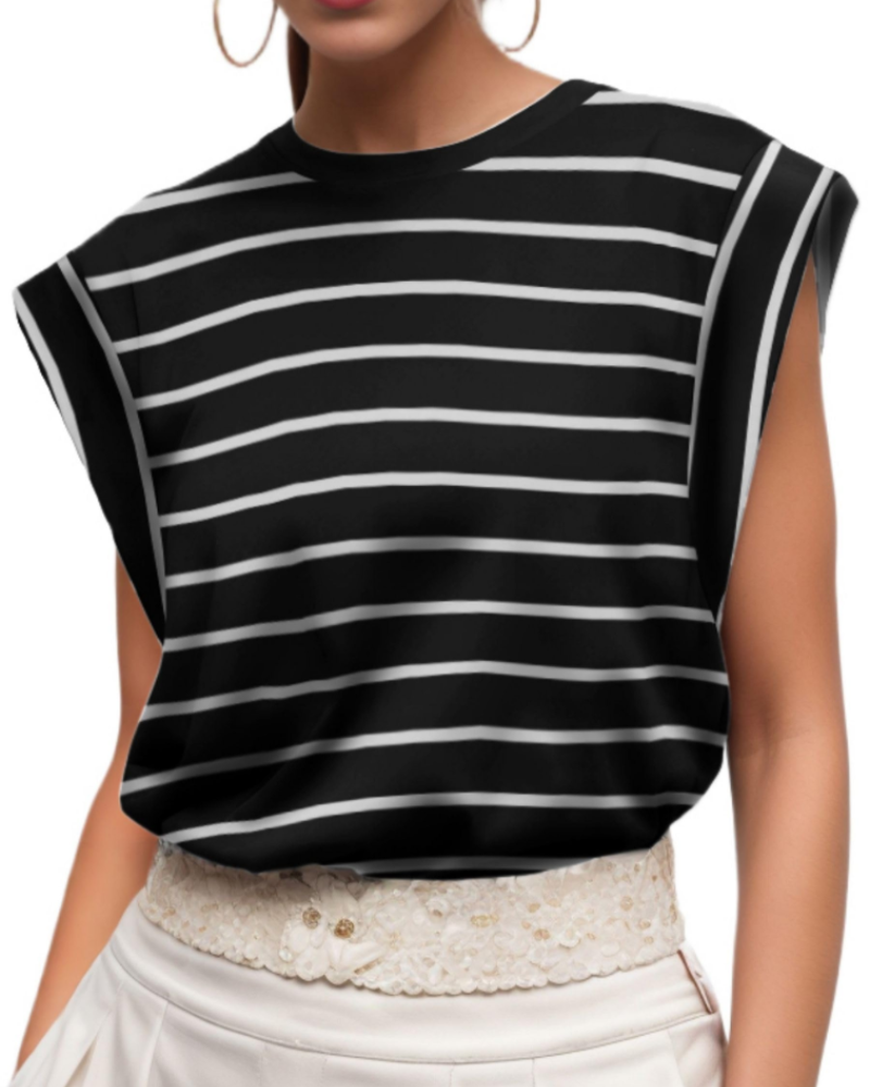 Fionna Women's Cotton T-Shirt – Cap Sleeve Loose Fit Crew Neck Summer Top
