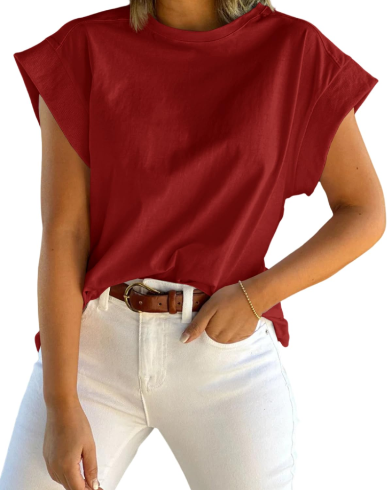 Ava Women's Cap Sleeve T-Shirt – Loose Fit Crew Neck Summer Top