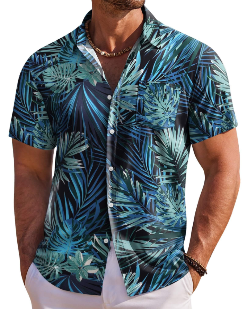 Jake Men's Hawaiian Shirt – Floral Tropical Short Sleeve Beach Button Down