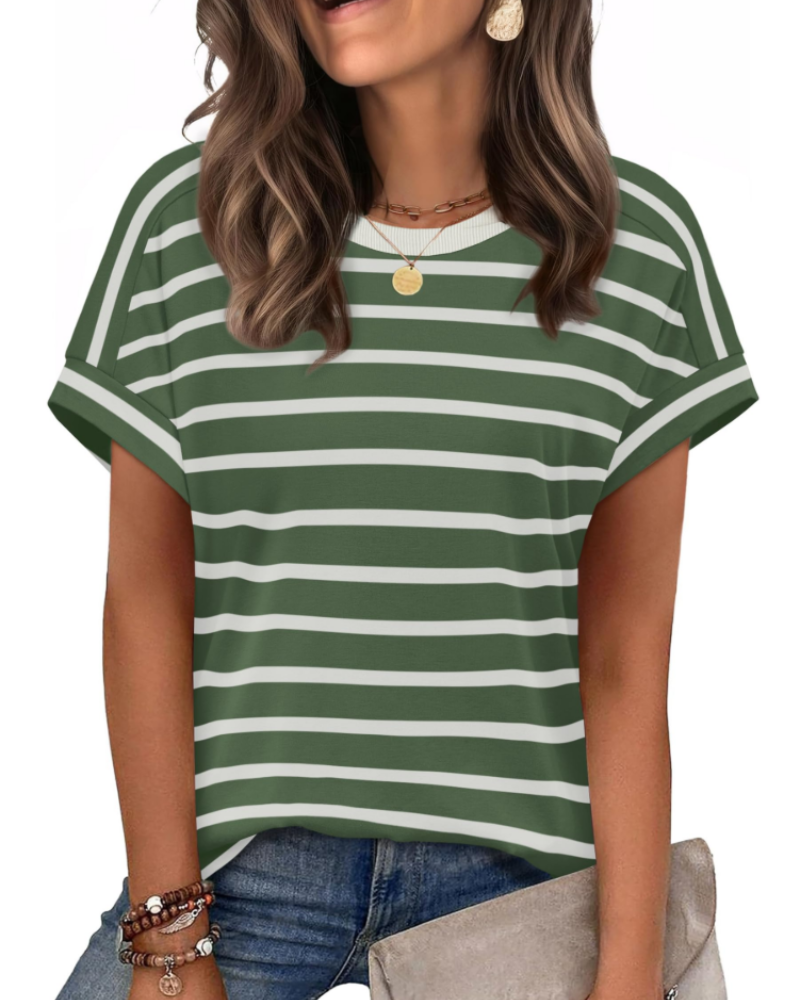 Lily Women's Cap Sleeve Top – Casual Crew Neck Summer T-Shirt