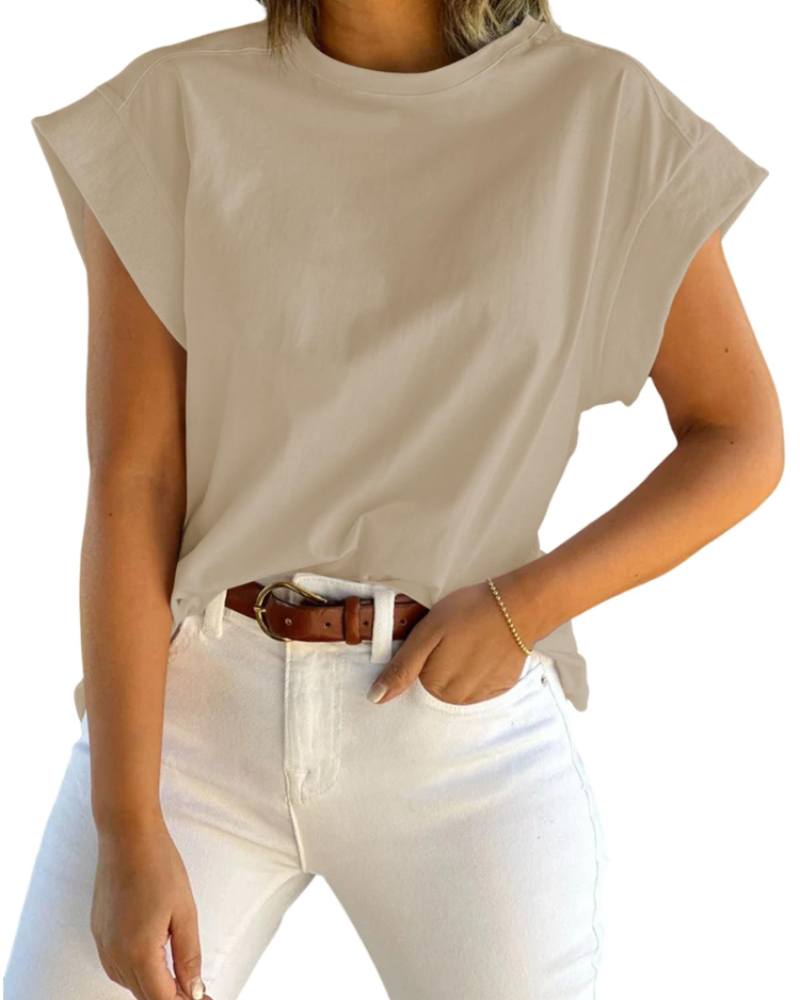 Ava Women's Cap Sleeve T-Shirt – Loose Fit Crew Neck Summer Top