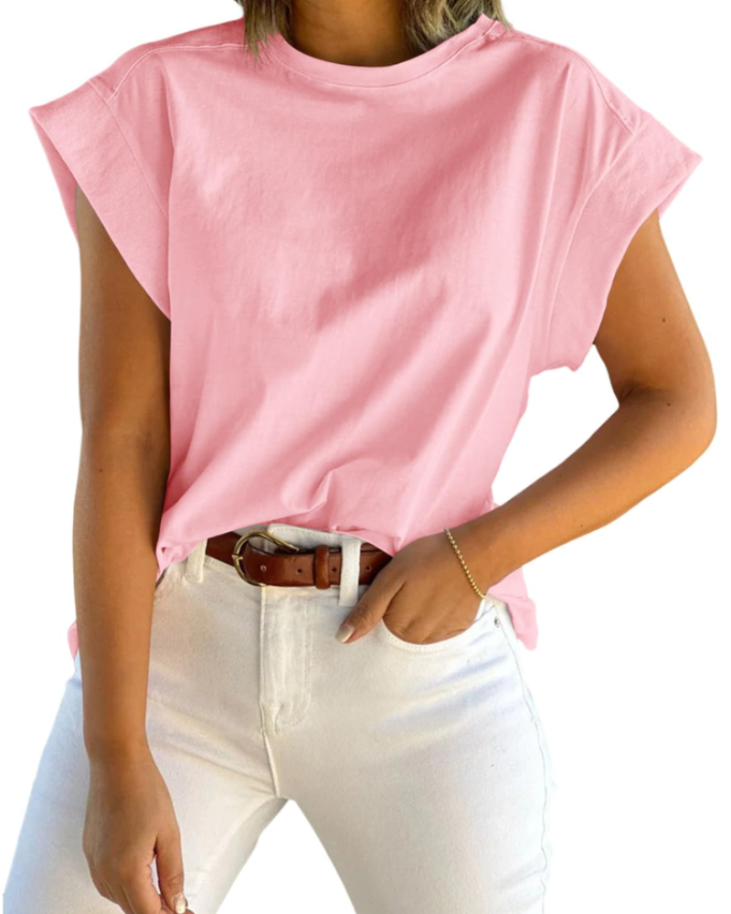 Ava Women's Cap Sleeve T-Shirt – Loose Fit Crew Neck Summer Top