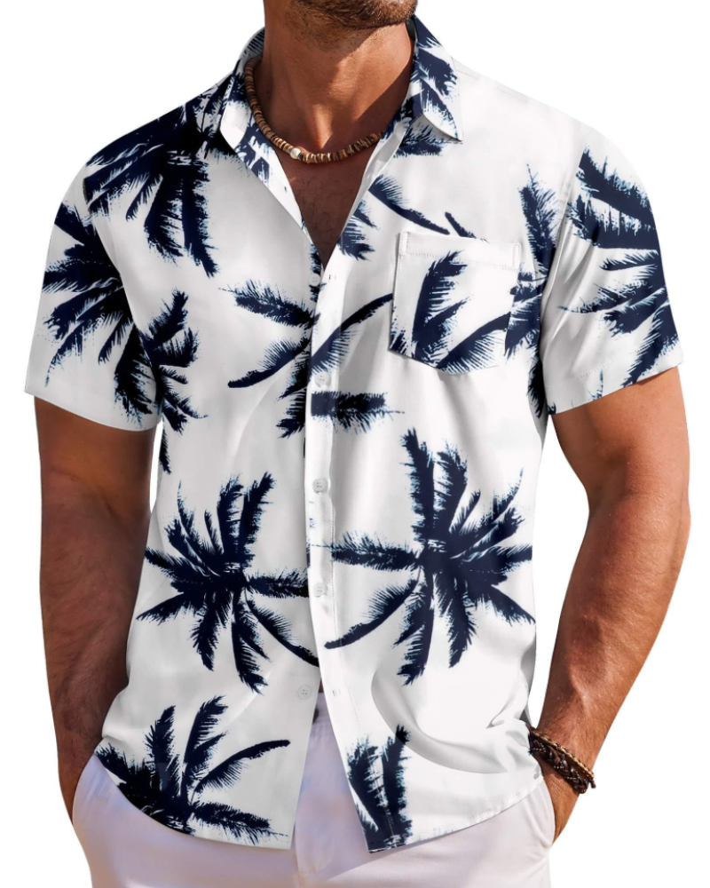 Jake Men's Hawaiian Shirt – Floral Tropical Short Sleeve Beach Button Down