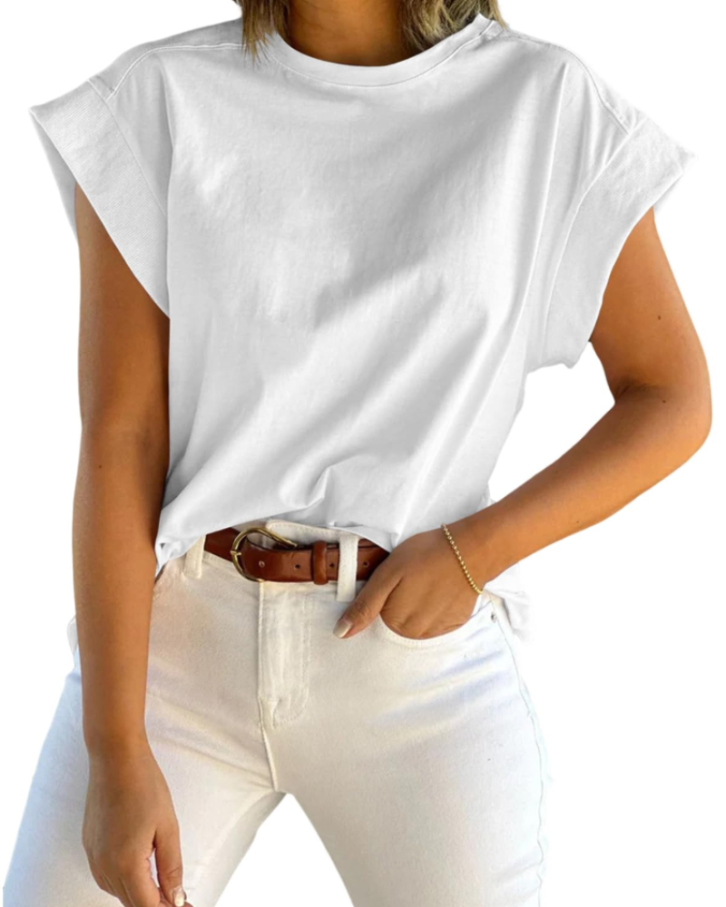 Ava Women's Cap Sleeve T-Shirt – Loose Fit Crew Neck Summer Top