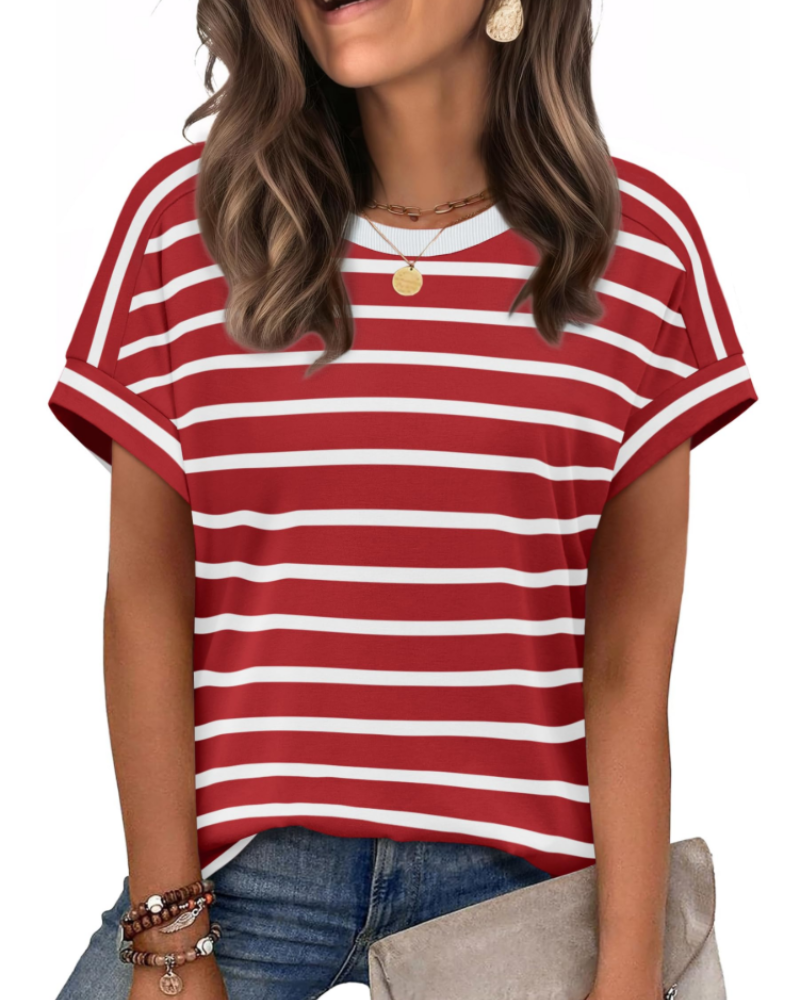 Lily Women's Cap Sleeve Top – Casual Crew Neck Summer T-Shirt
