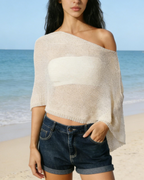 Francelia Women's Sheer Poncho – Lightweight One Shoulder Boho Beach Cover-Up