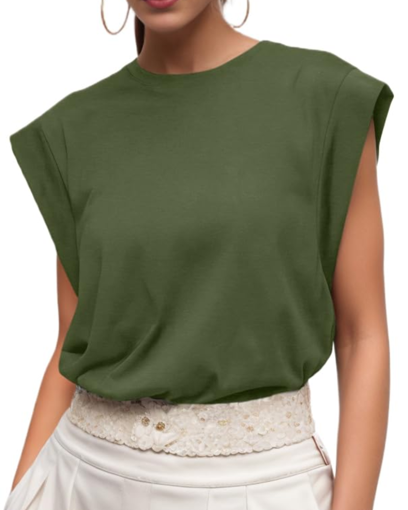 Fionna Women's Cotton T-Shirt – Cap Sleeve Loose Fit Crew Neck Summer Top