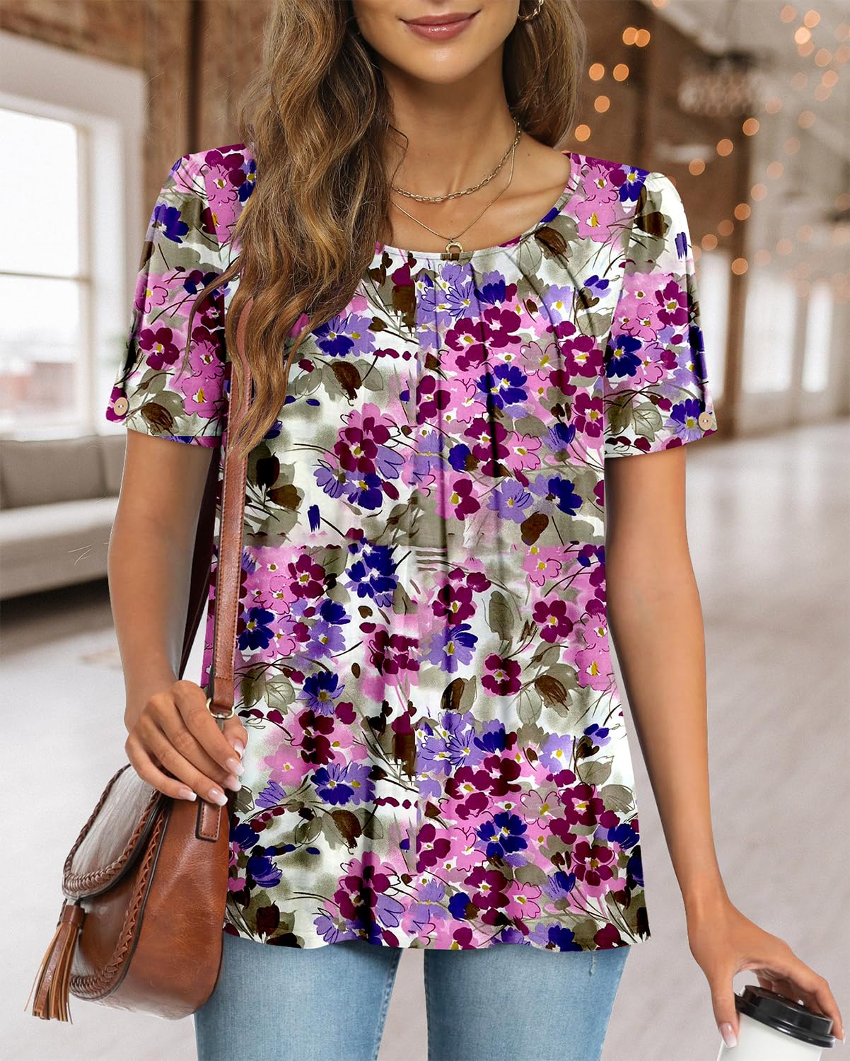 Fairy Women's Casual Blouse – Short Sleeve Flowy Tunic Top for Leggings