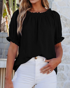 Sophia Women's Off-Shoulder Blouse – Puff Sleeve Dressy Casual Summer Top