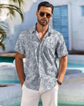 Jake Men's Hawaiian Shirt – Floral Tropical Short Sleeve Beach Button Down