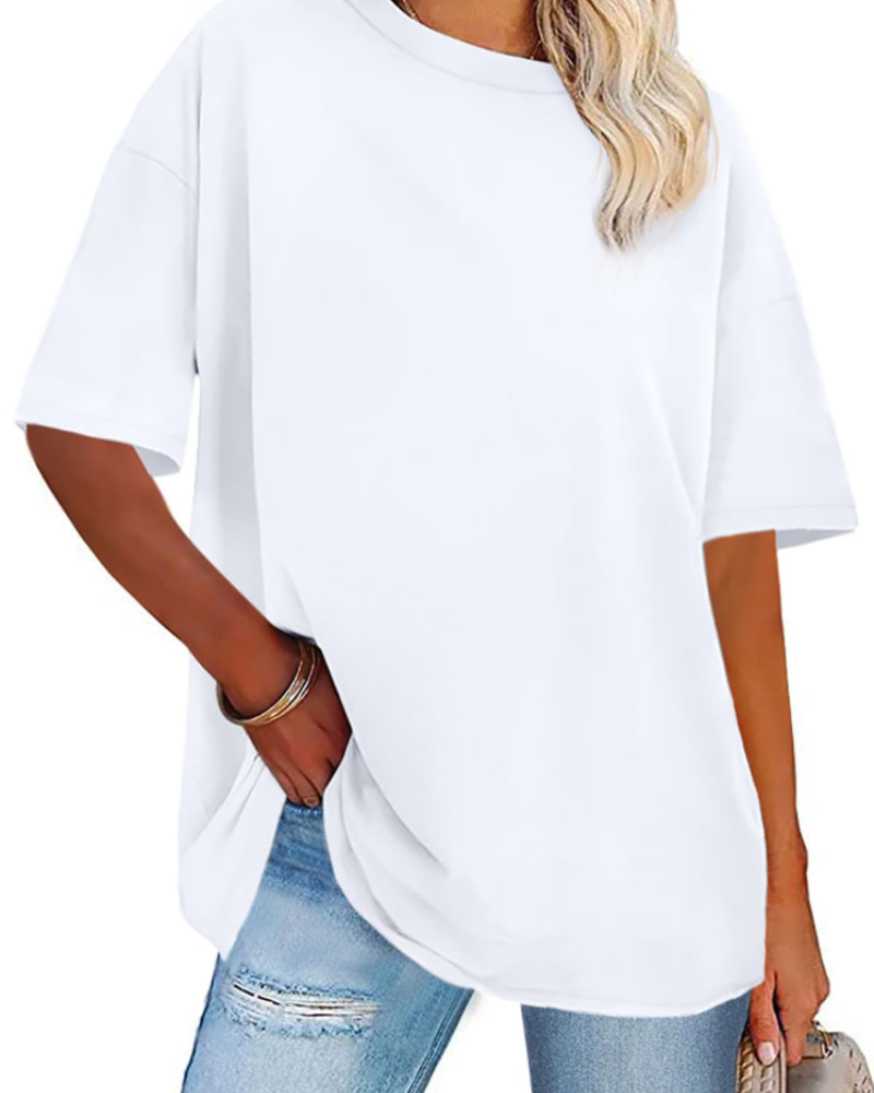 Mia Women's Oversized Graphic T-Shirt – Loose Fit Crew Neck Summer Tee