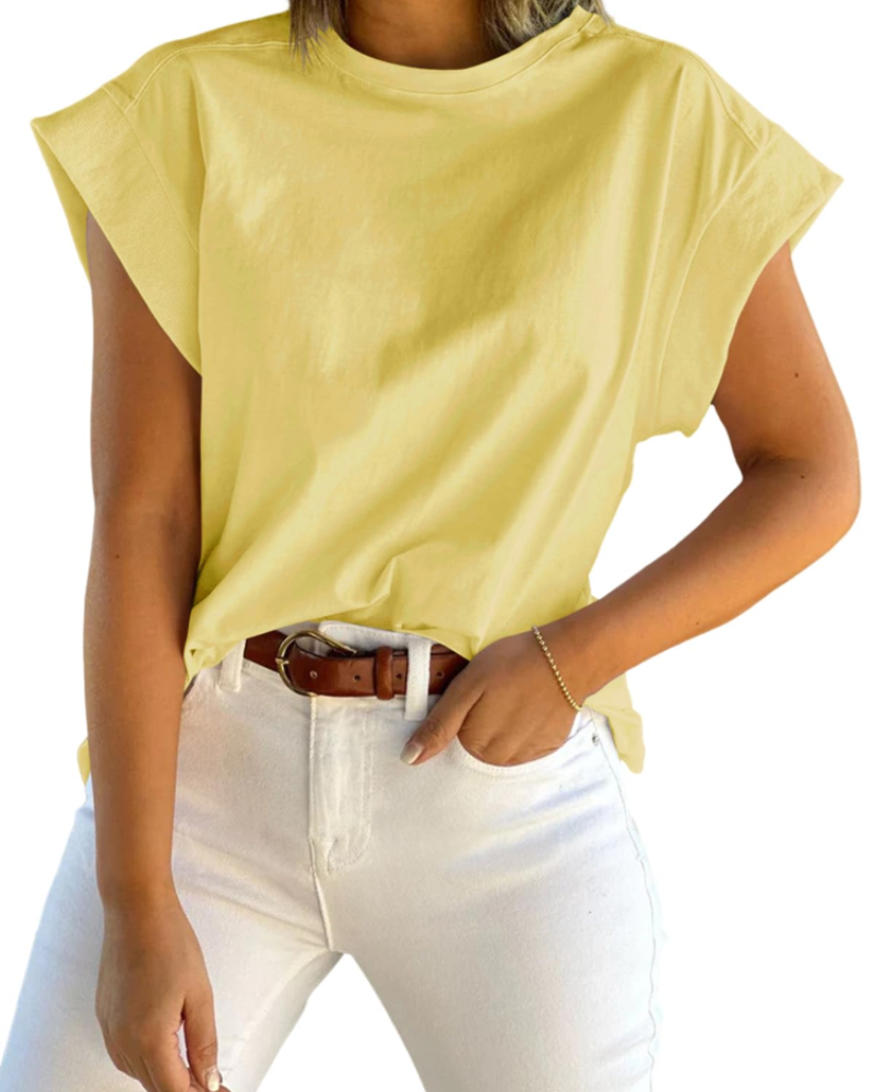 Ava Women's Cap Sleeve T-Shirt – Loose Fit Crew Neck Summer Top