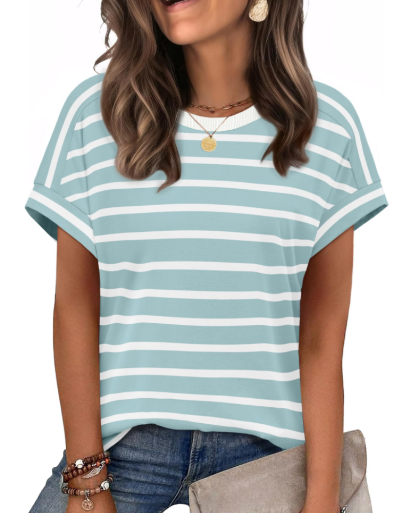 Lily Women's Cap Sleeve Top – Casual Crew Neck Summer T-Shirt