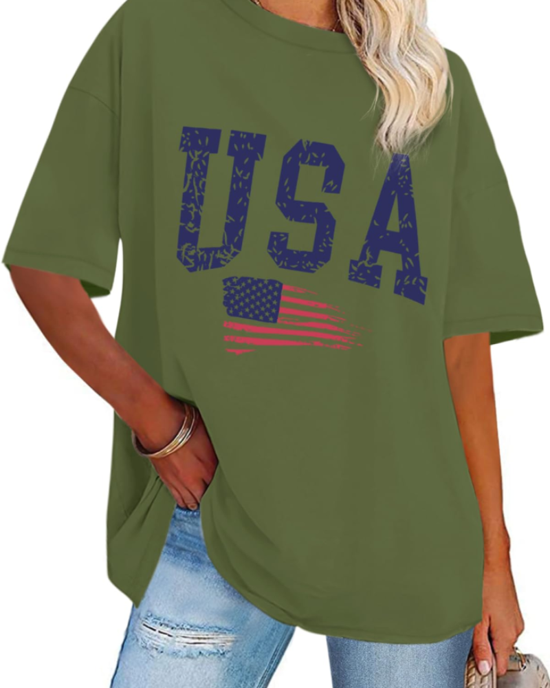 Mia Women's Oversized Graphic T-Shirt – Loose Fit Crew Neck Summer Tee
