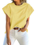 Ava Women's Cap Sleeve T-Shirt – Loose Fit Crew Neck Summer Top
