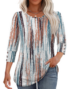 Hannah Women's Button Blouse – 3/4 Sleeve Casual Summer Top for Beach & Vacation
