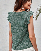 Filomena Women's Floral Blouse – V-Neck Ruffle Cap Sleeve Casual Summer Top