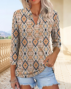 Bexlyn Women's Polo Blouse – 3/4 Sleeve V-Collar Business Casual Tunic Top