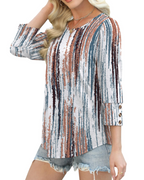 Hannah Women's Button Blouse – 3/4 Sleeve Casual Summer Top for Beach & Vacation