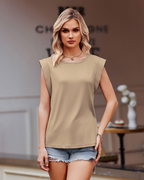 Emma Women's Sleeveless Tank Top – Round Neck Loose Fit Summer Casual Basic Vest
