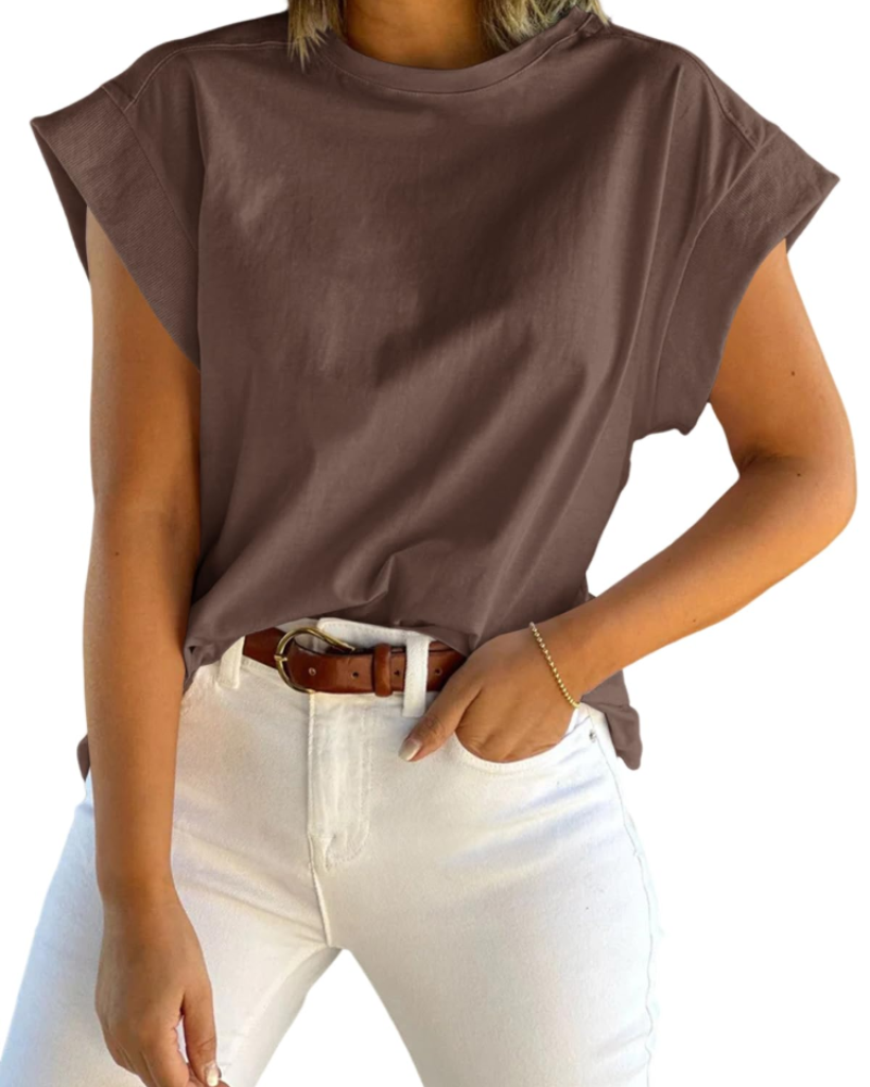 Ava Women's Cap Sleeve T-Shirt – Loose Fit Crew Neck Summer Top