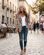 Camila Women's Floral Chiffon Kimono Cover-Up - Lightweight Boho Beach Cardigan