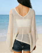 Francelia Women's Sheer Poncho – Lightweight One Shoulder Boho Beach Cover-Up
