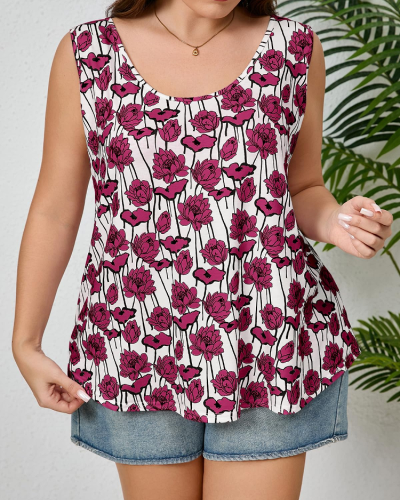 Harper Women's Plus Size Tank Top – Sleeveless Scoop Neck Summer Tunic
