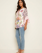 Morag Women's Floral Blouse – V-Neck Flutter Sleeve Smart Casual Top