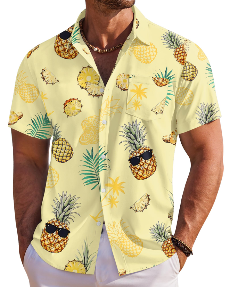 Jake Men's Hawaiian Shirt – Floral Tropical Short Sleeve Beach Button Down