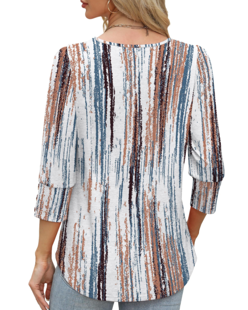 Hannah Women's Button Blouse – 3/4 Sleeve Casual Summer Top for Beach & Vacation