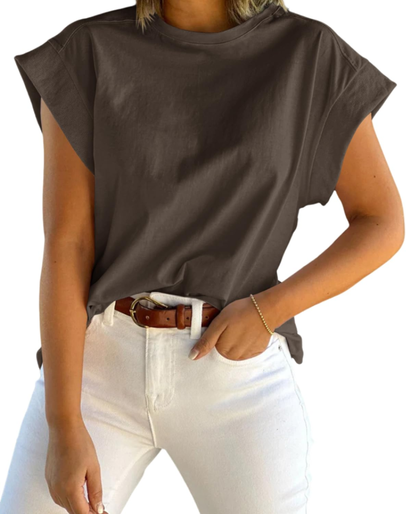 Ava Women's Cap Sleeve T-Shirt – Loose Fit Crew Neck Summer Top