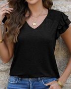 Sophia Women's Ruffle Blouse – Short Sleeve Casual Summer Top Lightweight Fashion Shirt