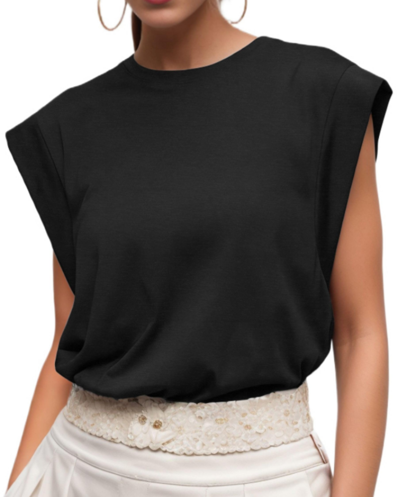 Fionna Women's Cotton T-Shirt – Cap Sleeve Loose Fit Crew Neck Summer Top