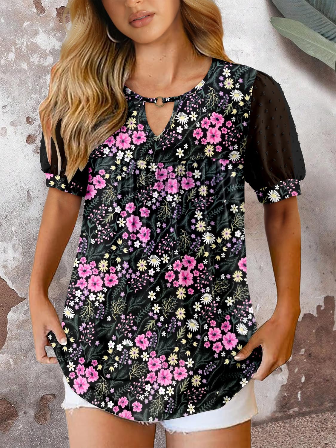 Fairy Women's Casual Blouse – Short Sleeve Flowy Tunic Top for Leggings