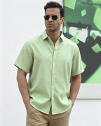 Asher Men's Linen Shirt – Hidden Button Short Sleeve Casual Summer Shirt