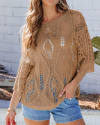Madison Women's Crochet Knit Top – Hollow Out Beach Cover Up Sweater